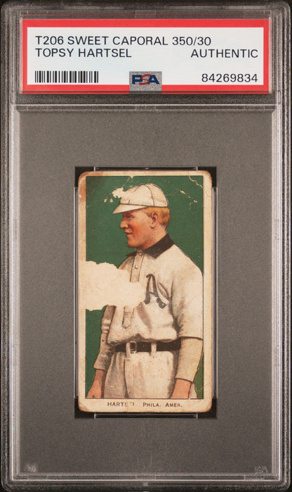 Topsy Hartsel 1909-11 T206 Sweet Caporal 350/30 PSA Authentic