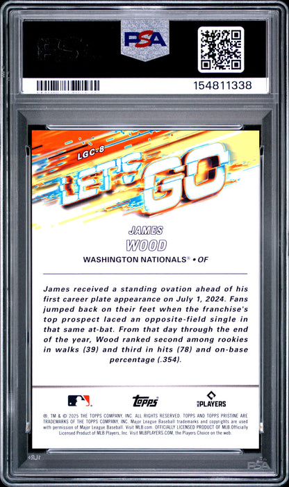James Wood 2025 Topps Pristine Let's Go Rookie PSA 10 Gem Mint
