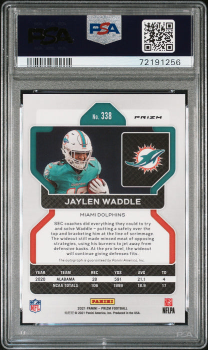 Jaylen Waddle 2021 Panini Prizm No Huddle Auto PSA 10 Auto 10