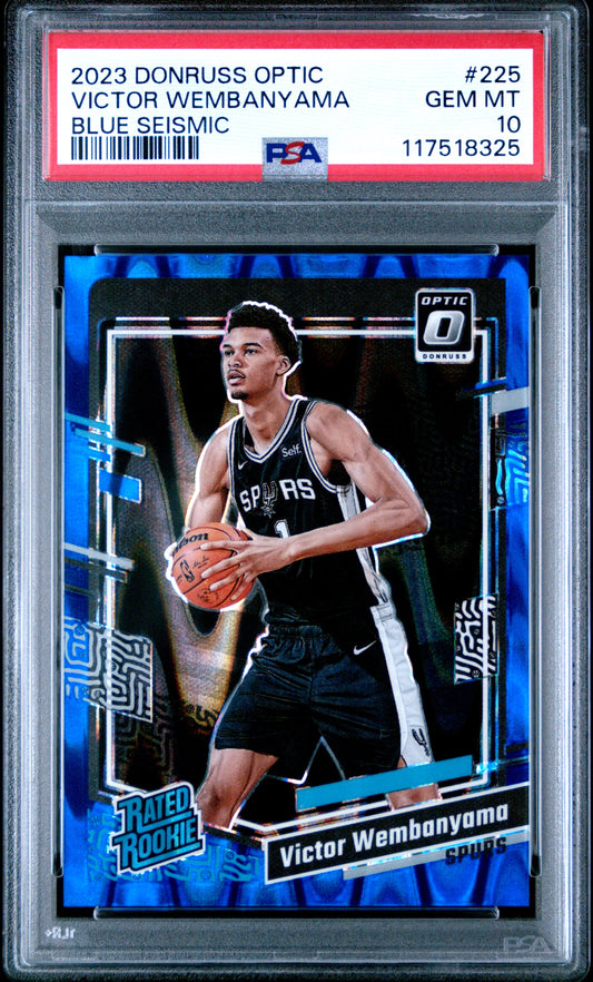 Victor Wembanyama 2023 Donruss Optic Rookie #225 Blue Seismic #96/249 PSA 10 Gem Mint
