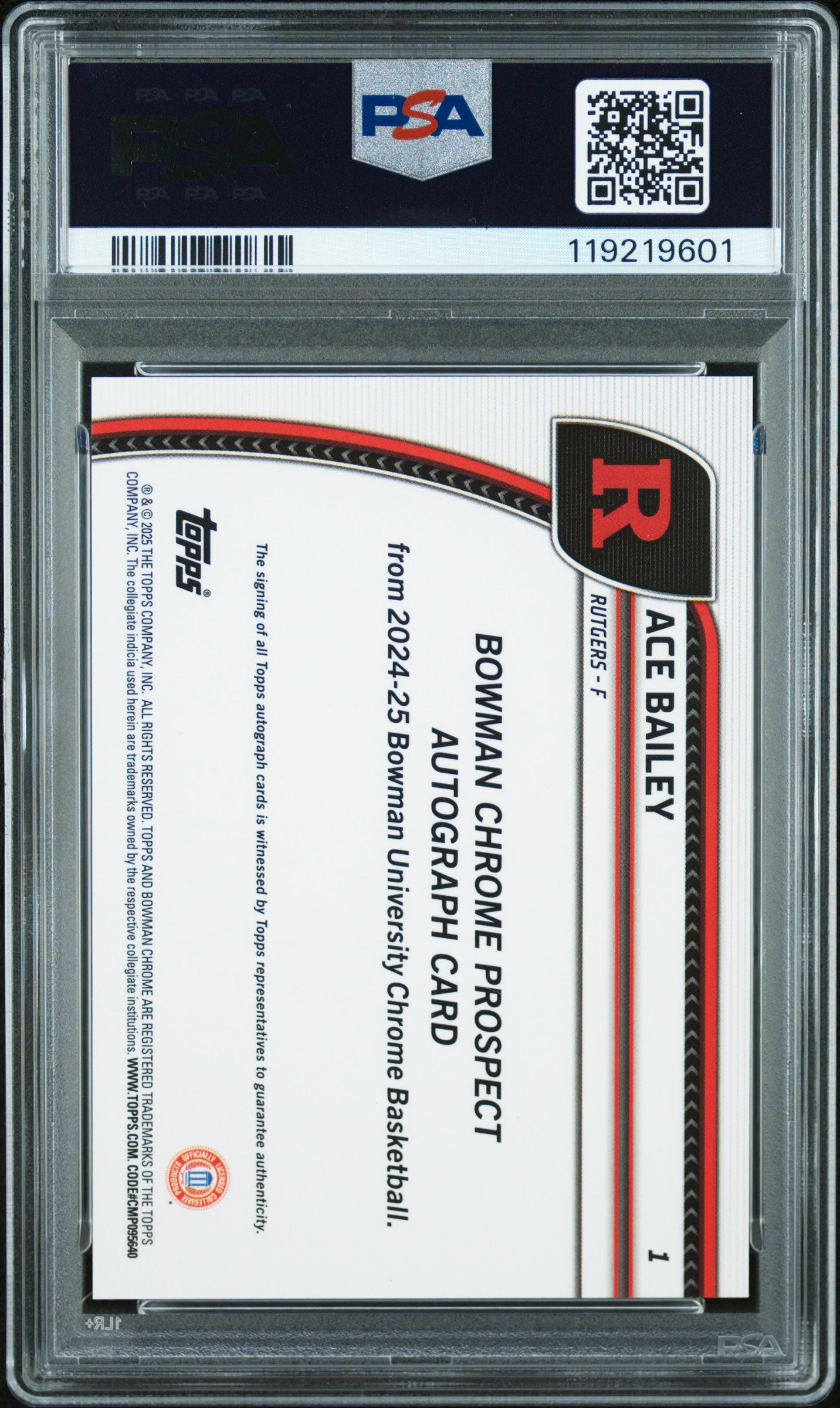 Ace Bailey 2024 Bowman Chrome U Black Wave Auto PSA 10 Auto 10