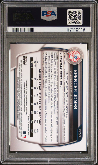 Spencer Jones 2023 Bowman Chrome Auto PSA 9 Mint