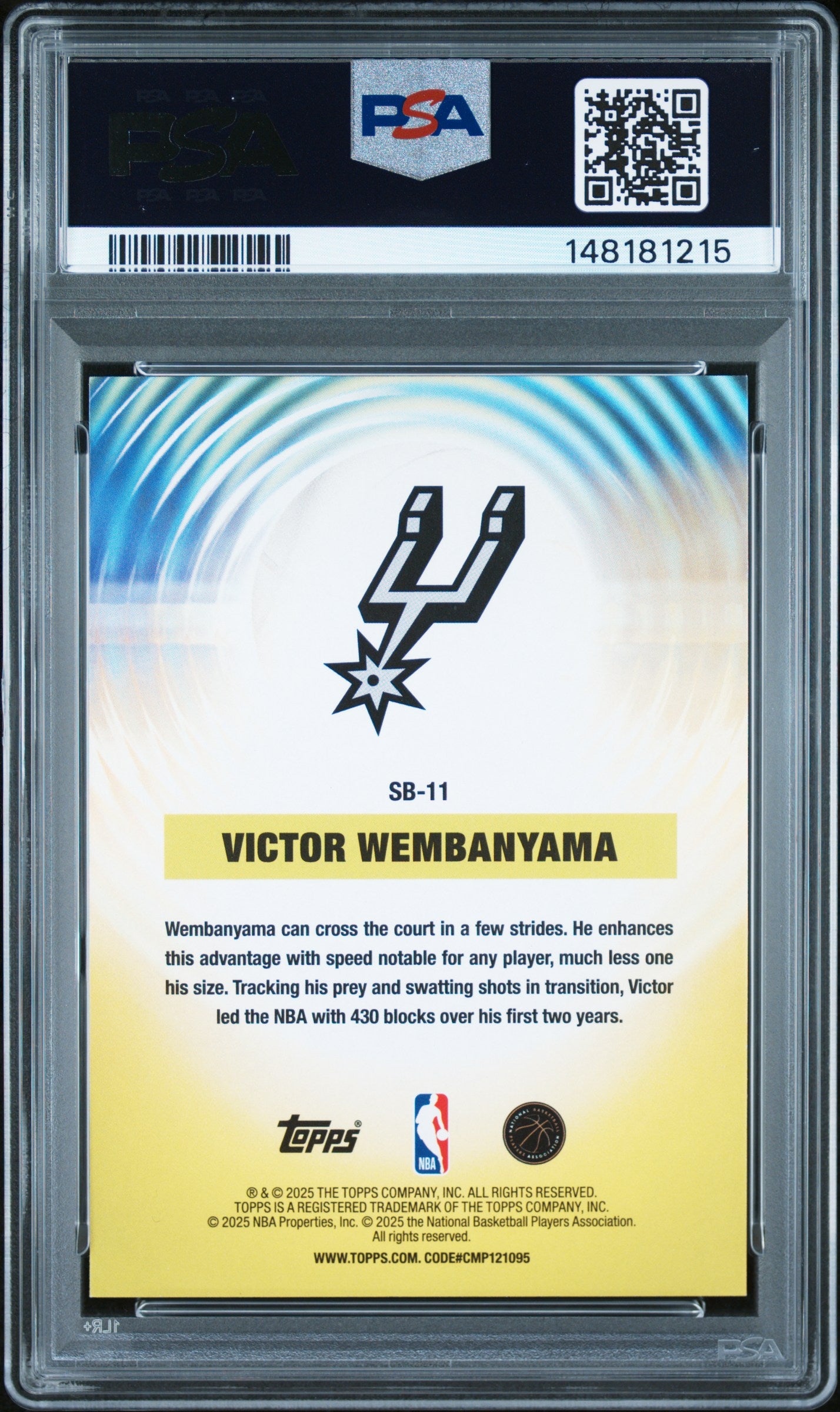 Victor Wembanyama 2025 Topps Sonic Boom #SB-11 PSA 9 Mint