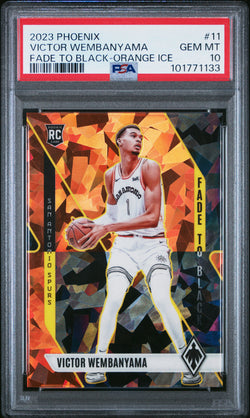 Victor Wembanyama 2023 Panini Phoenix Fade to Black Orange Ice #235/249 PSA 10 Gem Mint
