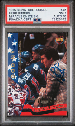 Herb Brooks 1995 Signature Rookies Miracle Auto PSA 7 Auto 10