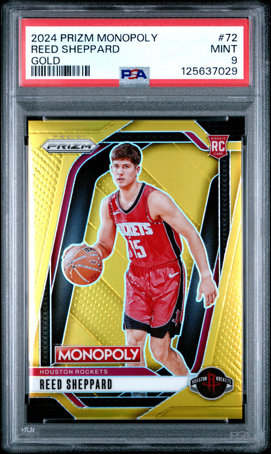Reed Sheppard 2024 Panini Prizm Monopoly Gold #27/49 PSA 9 Mint