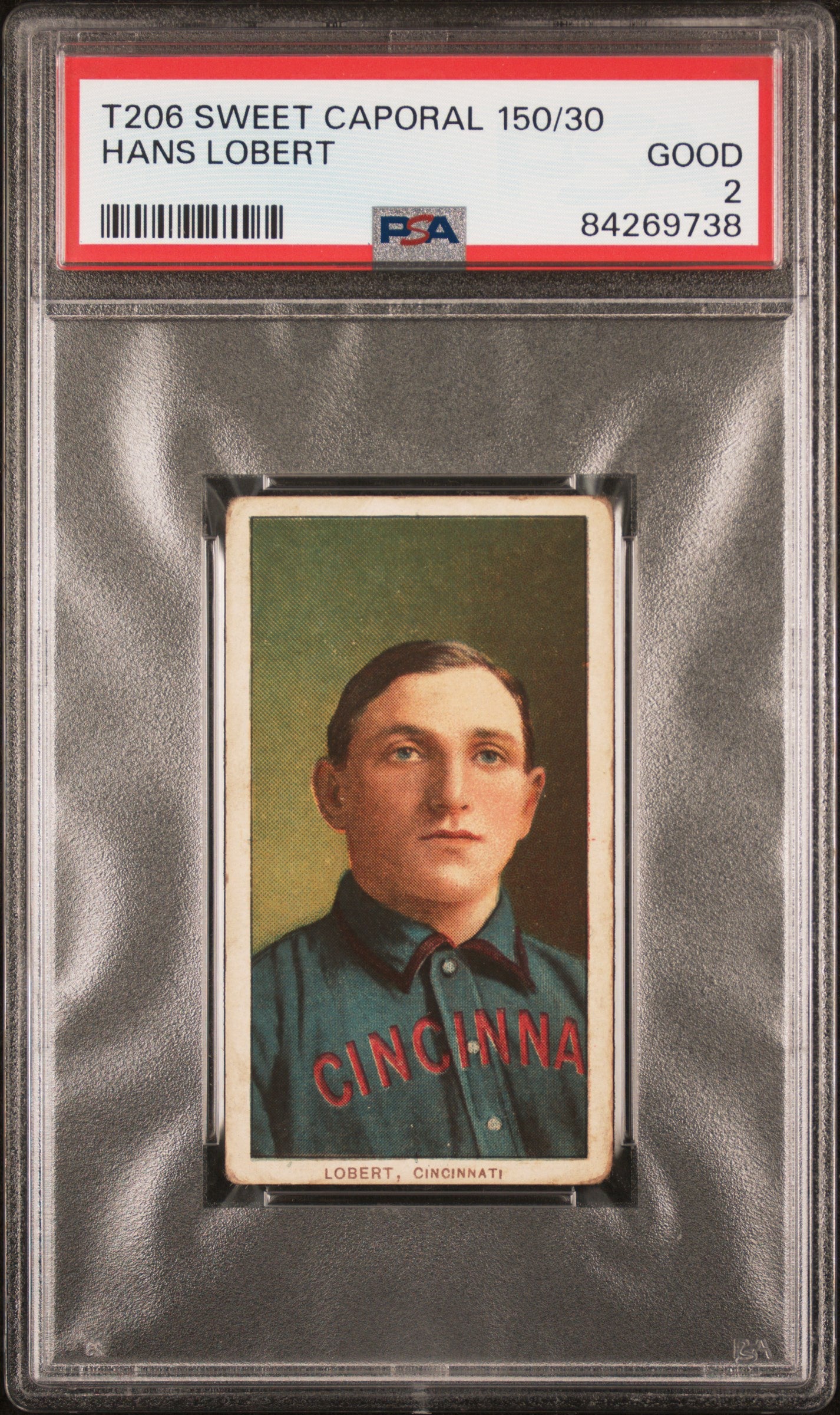 Hans Lobert 1909-11 T206 Sweet Caporal 150/30 PSA 2 Good