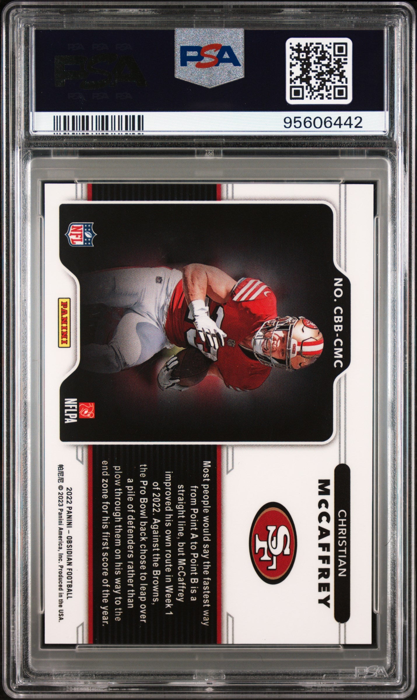 Christian McCaffrey 2022 Panini Obsidian Color Blast Black PSA 10 Gem Mint