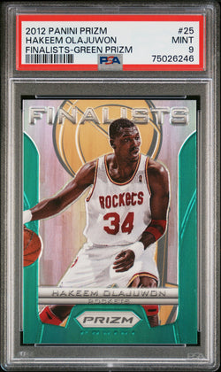 Hakeem Olajuwon 2012 Panini Prizm Finalists Green Prizm PSA 9 Mint