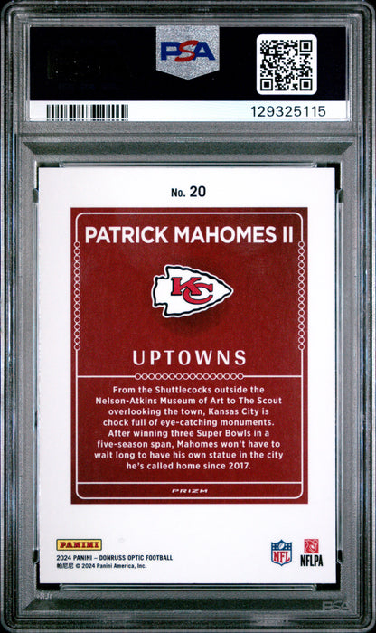 Patrick Mahomes 2024 Donruss Optic Uptowns PSA 10 Gem Mint