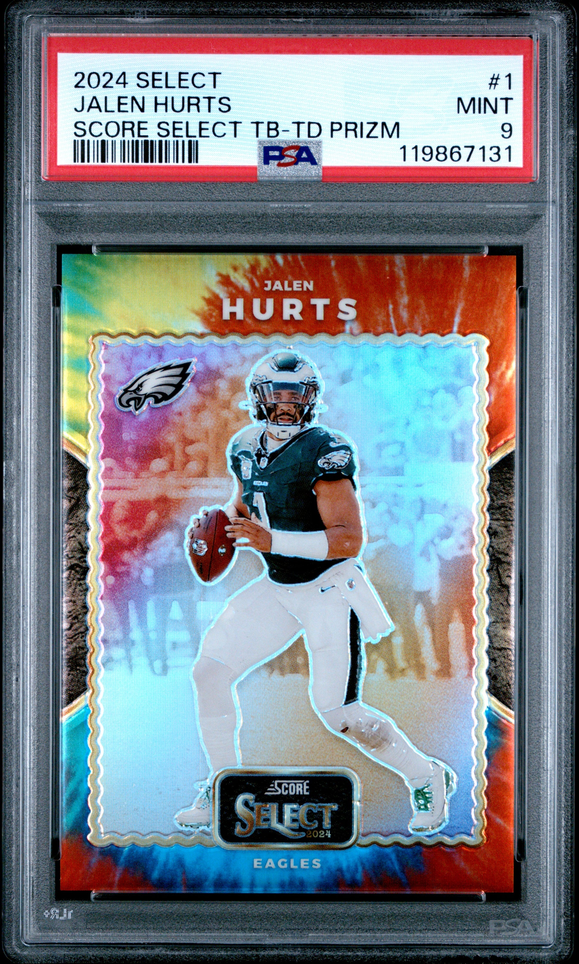 Jalen Hurts 2024 Panini Select TB Tie-Dye Prizm #1/25 PSA 9 Mint