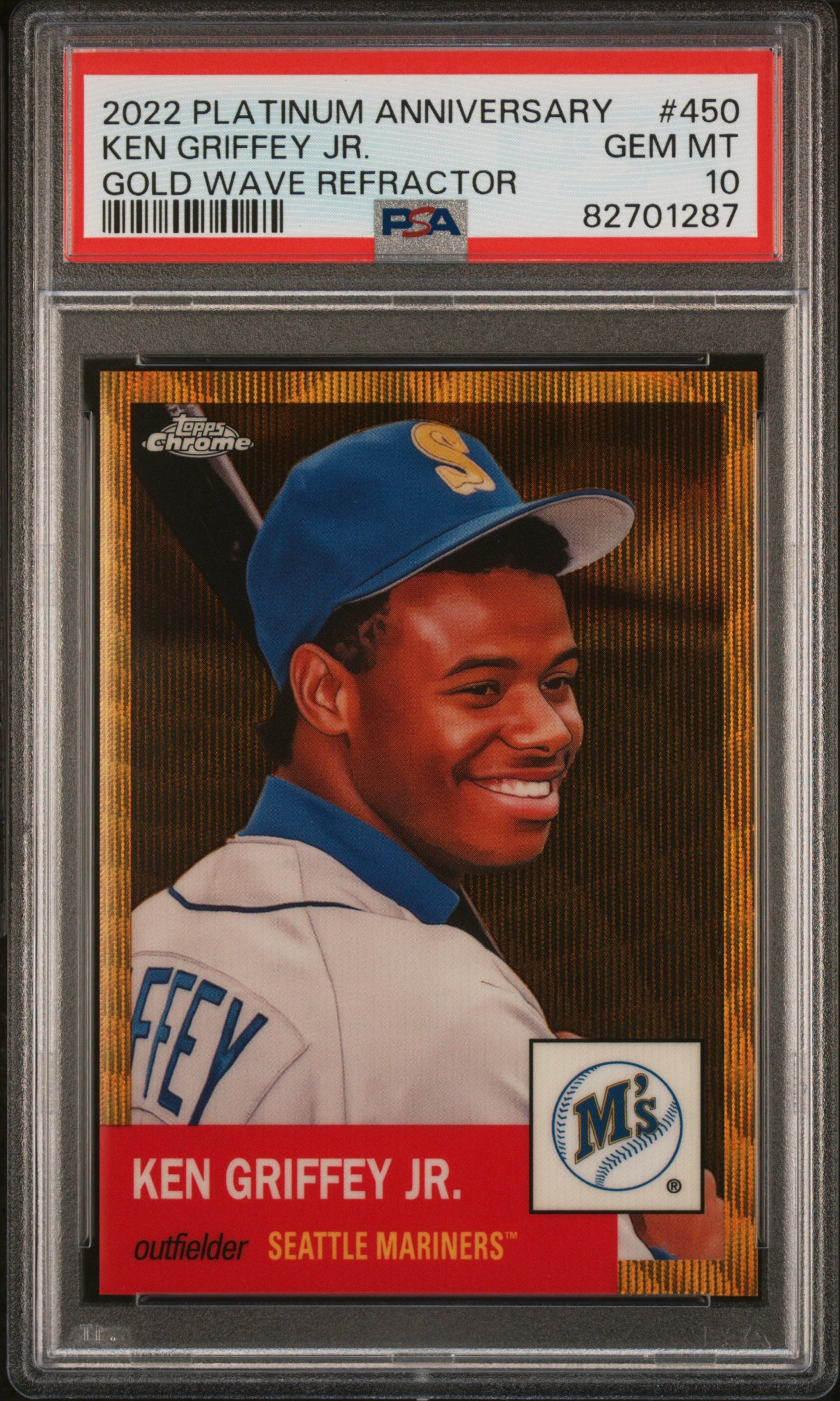 Ken Griffey Jr. 2022 Topps Platinum Anniversary Gold Wave Refractor #6/50 PSA 10 Gem Mint