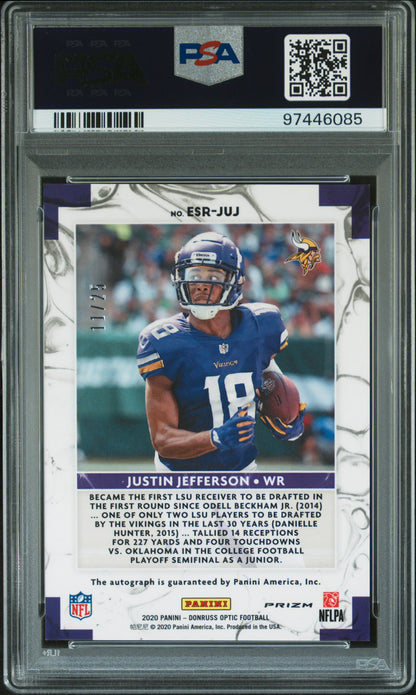 Justin Jefferson 2020 Donruss Optic Elite Series RC Autograph #11/25 PSA 9 Auto 10