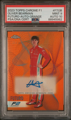 Oliver Bearman 2023 Topps Chrome Formula 1 Orange Autograph 21/25 PSA 9 10 Auto