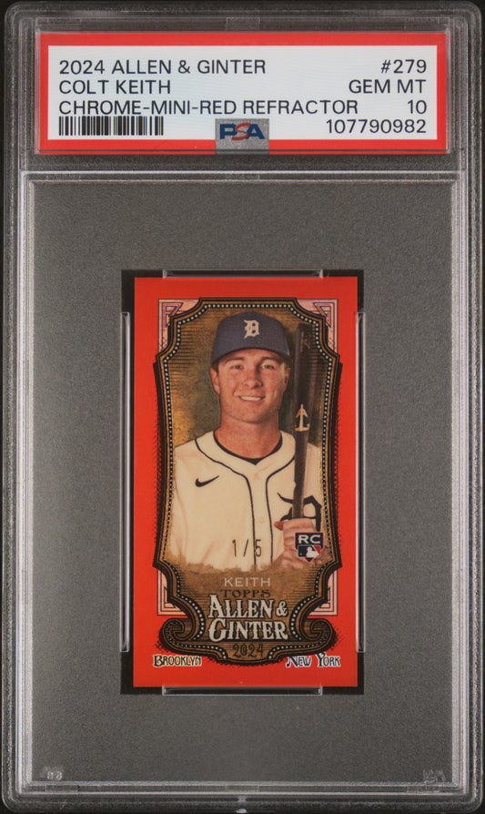Colt Keith 2024 Topps Allen & Ginter Mini Chrome Red Refractor #1/5 PSA 10 Gem Mint