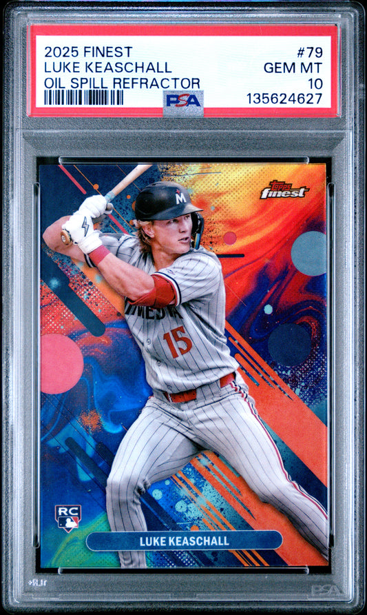 Luke Keaschall 2025 Finest Rookie #79 Oil Spill Refractor PSA 10 Gem Mint
