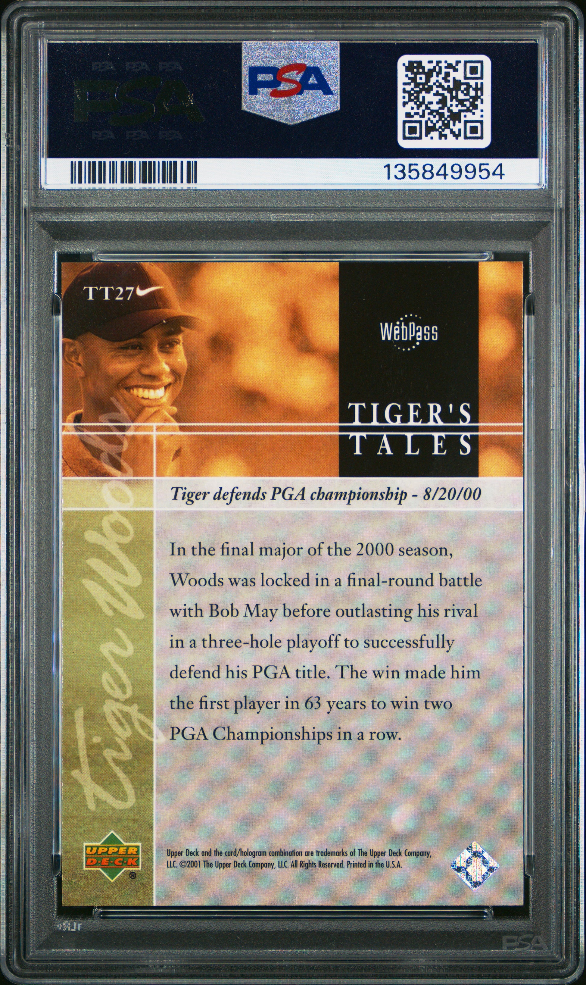 Tiger Woods 2001 Upper Deck Golf Tiger Tales #TT27 PSA 10 Gem Mint