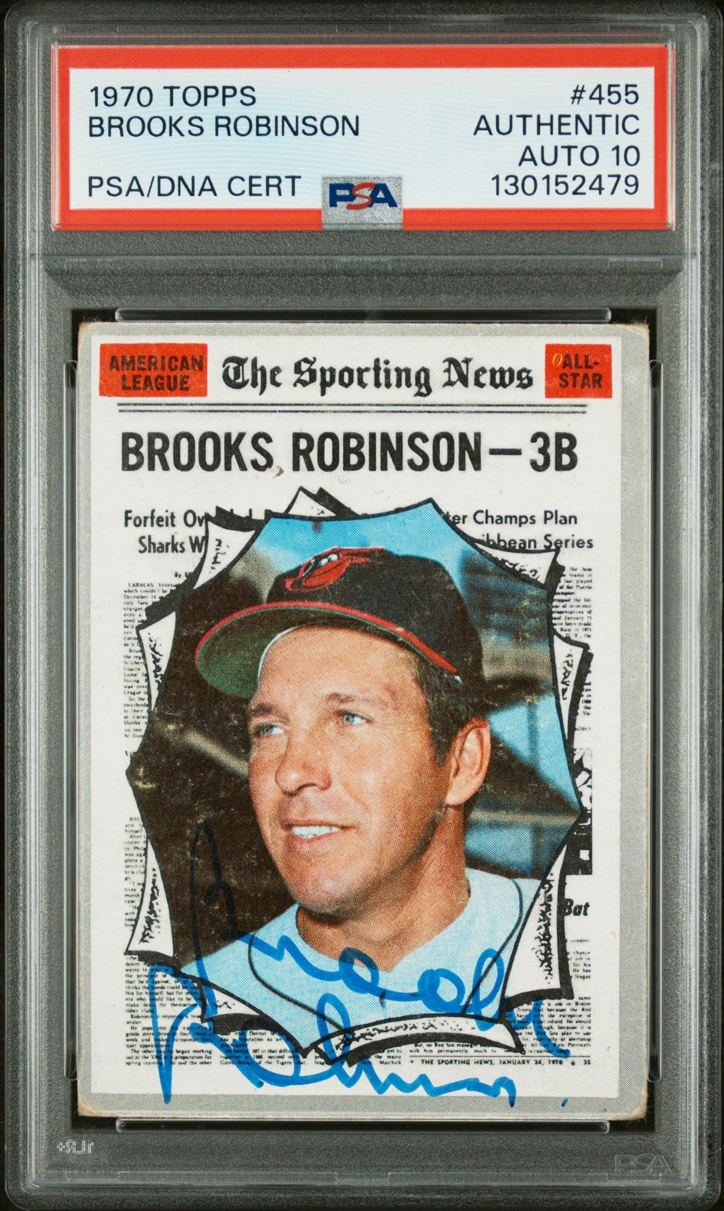 Brooks Robinson 1970 Topps #455 PSA Certified Auto PSA 10 Auto