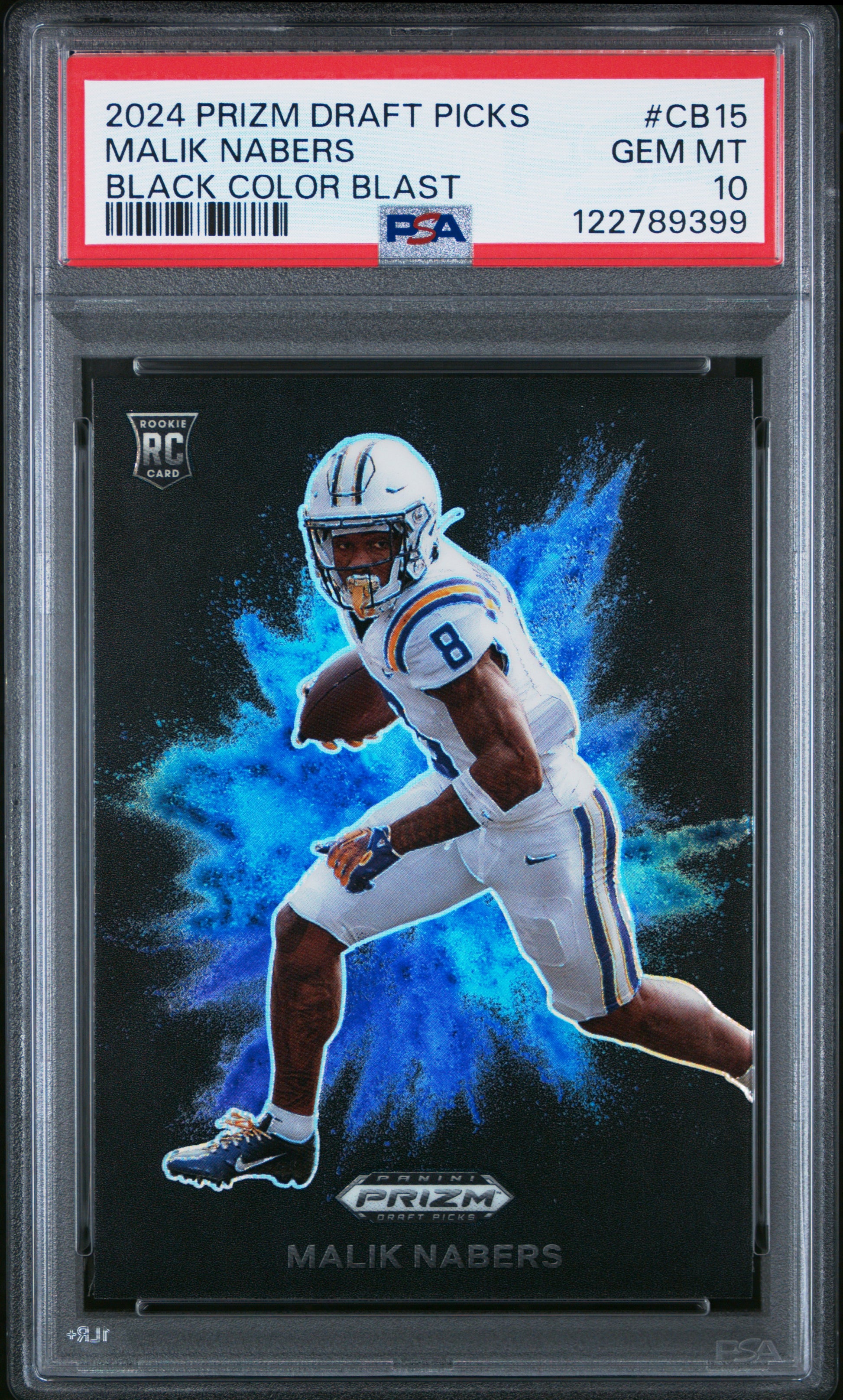 Malik Nabers 2024 Panini PRizm Draft Picks Black Color Blast PSA 10 Gem Mint