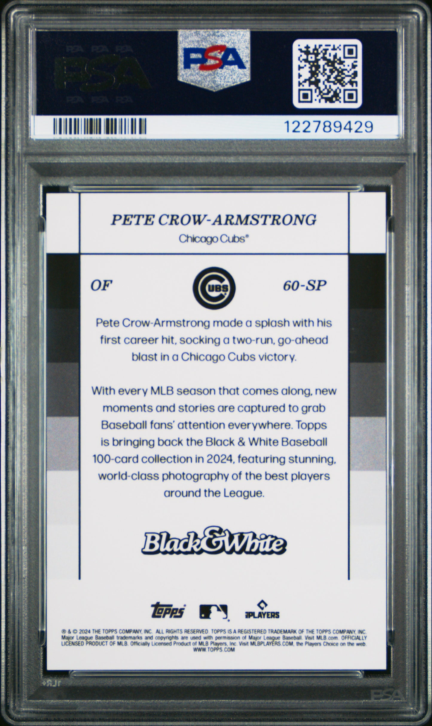 Pete Crow-Armstrong 2024 Topps Black and White Variation SP Rookie PSA 10 Gem Mint