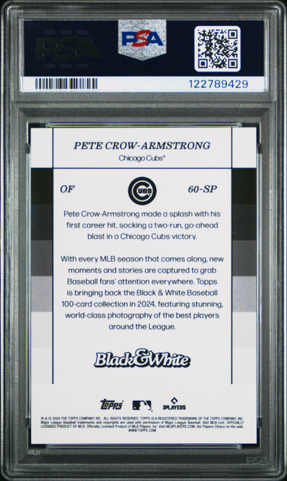 Pete Crow-Armstrong 2024 Topps Black and White Variation SP Rookie PSA 10 Gem Mint