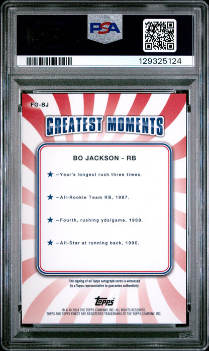 Bo Jackson 2024 Topps Finest Greats Black Refractor Auto #8/25 PSA 10 Gem Mint