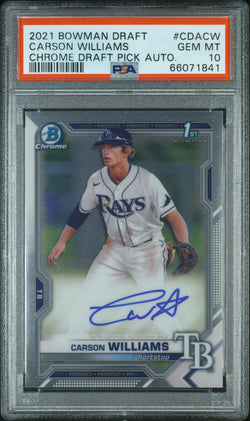 Carson Williams 2021 Bowman Draft Autograph PSA 10 Gem Mint