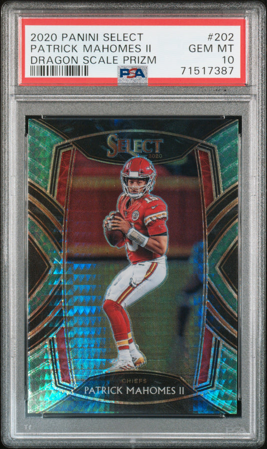 Patrick Mahomes 2020 Panini Select #202 Dragon Scale #55/67 PSA 10 Gem Mint