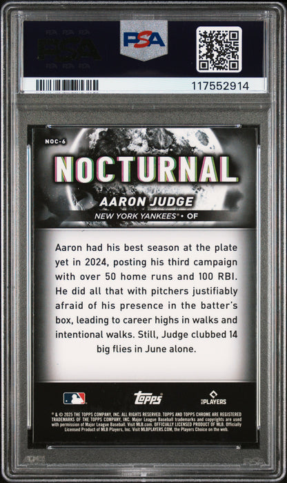 Aaron Judge 2025 Topps Chrome Black Nocturnal PSA 9 Mint