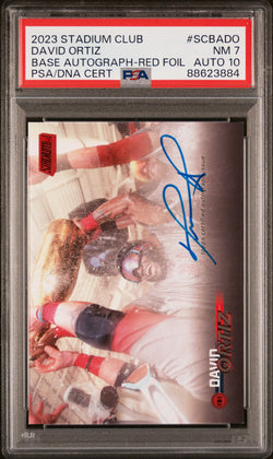 David Ortiz 2023 Topps Stadium Club Red Foil Auto PSA 7 Auto 10