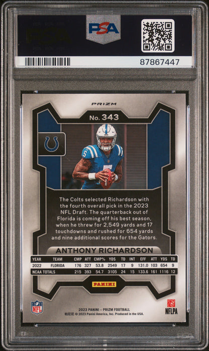 Anthony Richardson 2023 Panini Prizm Black and Red Checker PSA 9 Mint