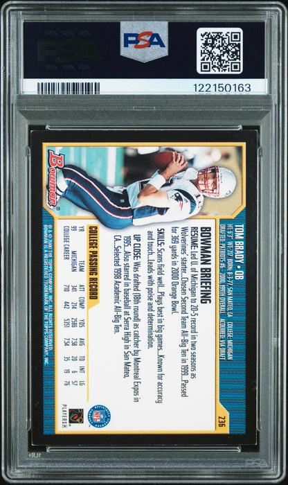Tom Brady 2000 Bowman Rookie #236 PSA 4 Vg-Ex