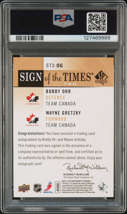 Wayne Gretzky + Bobby Orr 2012 Upper Deck SP Authentic Dual Auto PSA 9 Auto 10