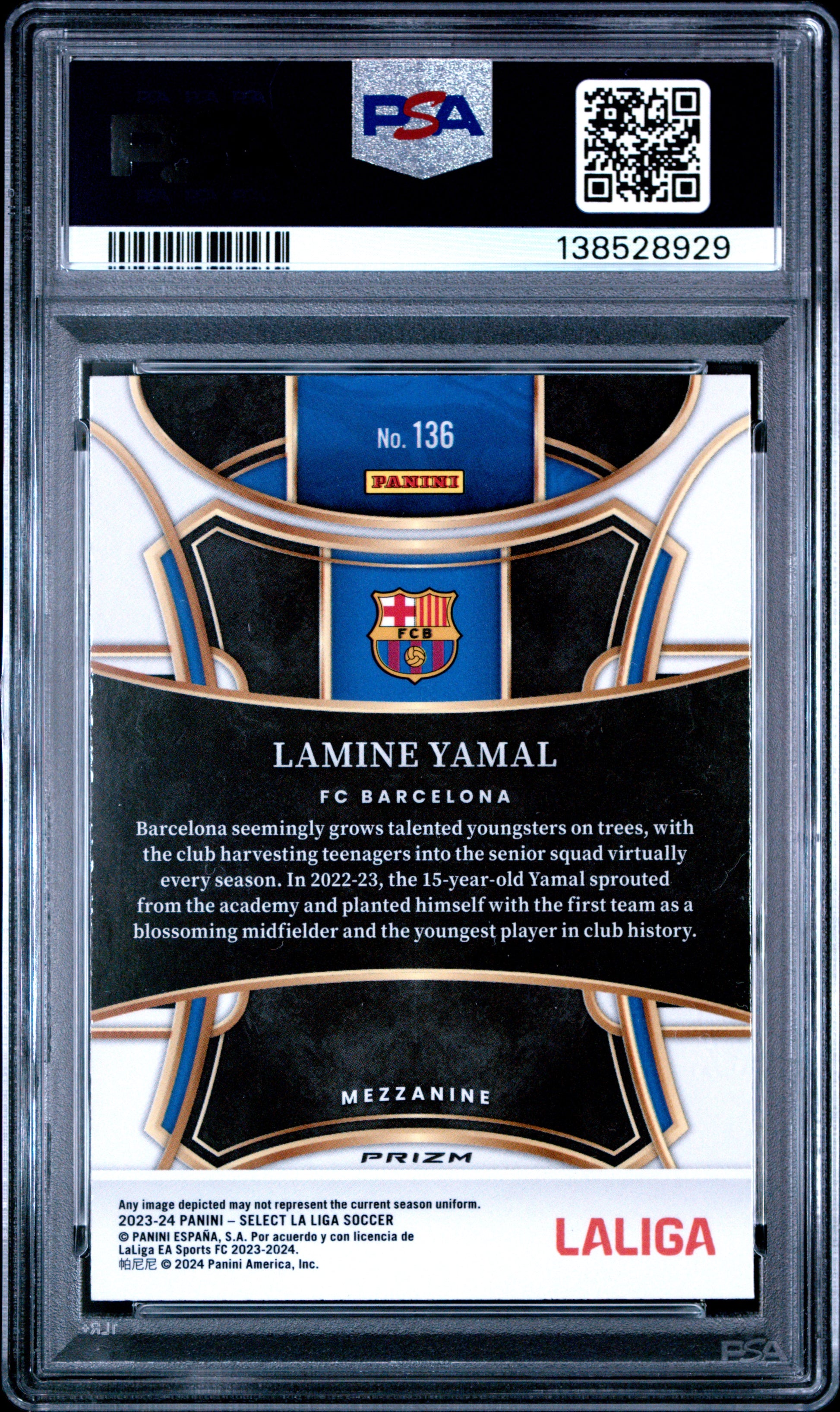 Lamine Yamal 2023 Select La Liga #136 Checkerboard PSA 8 Nm-Mint