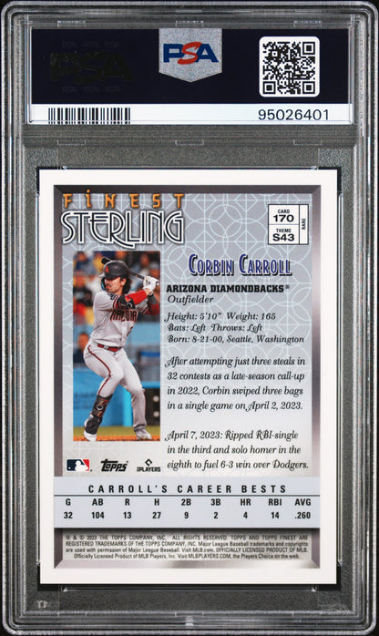 Corbin Carroll 2023 Topps Finest Flashbacks Superfractor RC #1/1 PSA 10 Gem Mint