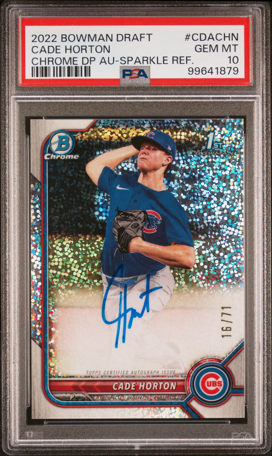 Cade Horton 2022 Bowman Chrome Draft Sparkle Auto #16/71 PSA 10 Gem Mint