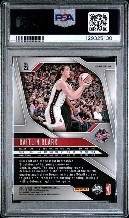 Caitlin Clark 2024 Panini Prizm WNBA #22 Checkerboard PSA 9 Mint