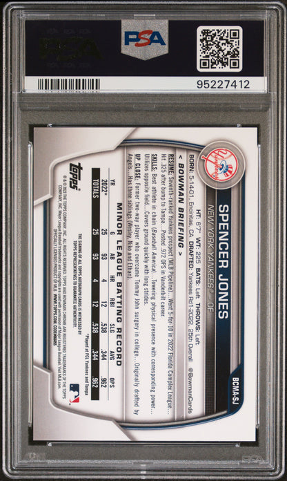 Spencer Jones 2023 Bowman Chrome Mega Box Autograph PSA 9 Auto 10