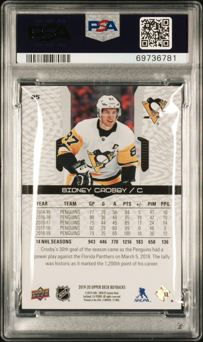 Sidney Crosby 2019 Upper Deck Buybacks #196/199 PSA 10 Gem Mint