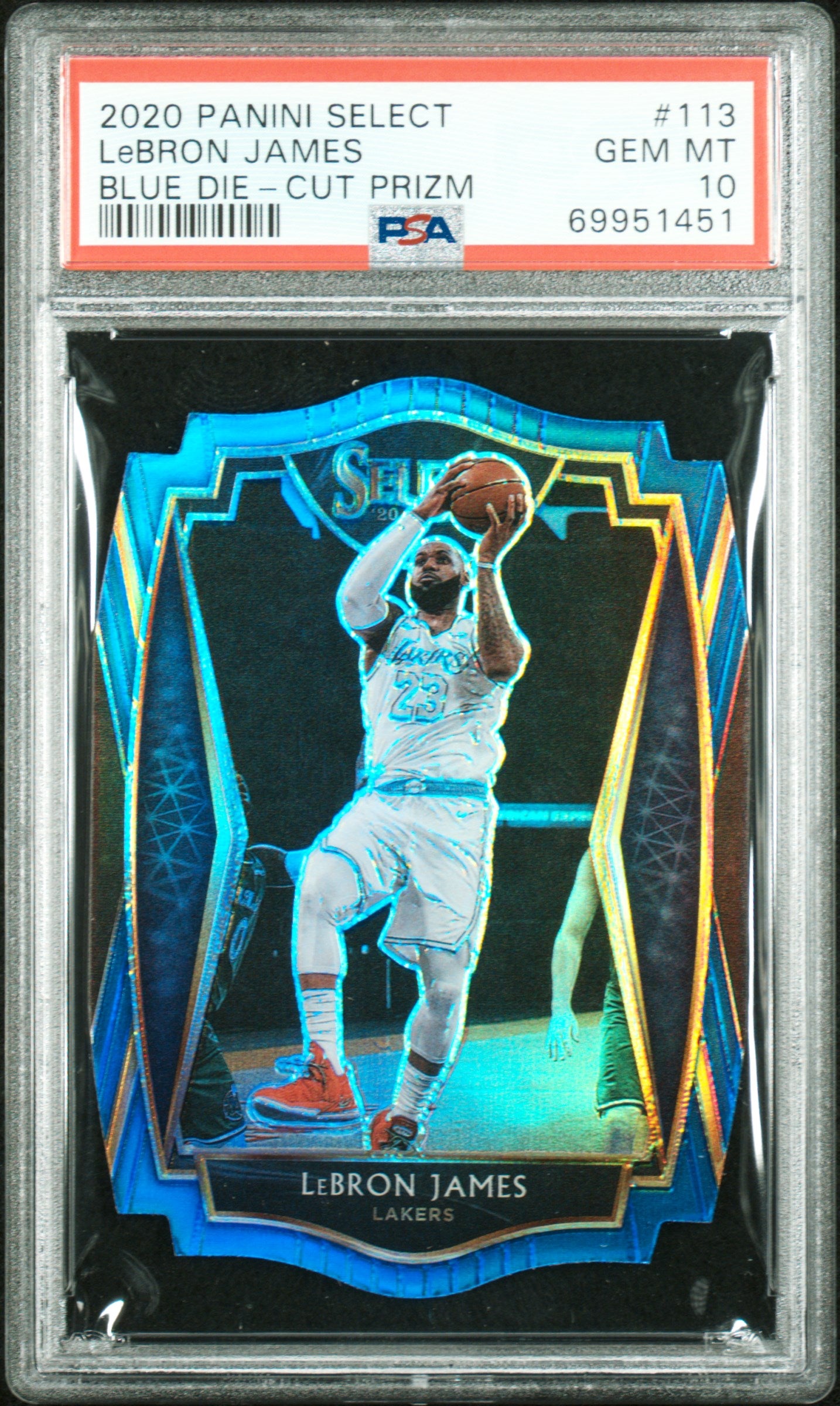 LeBron James 2020 Panini Select Blue Die-Cut Prizm #38/249 PSA 10 Gem Mint