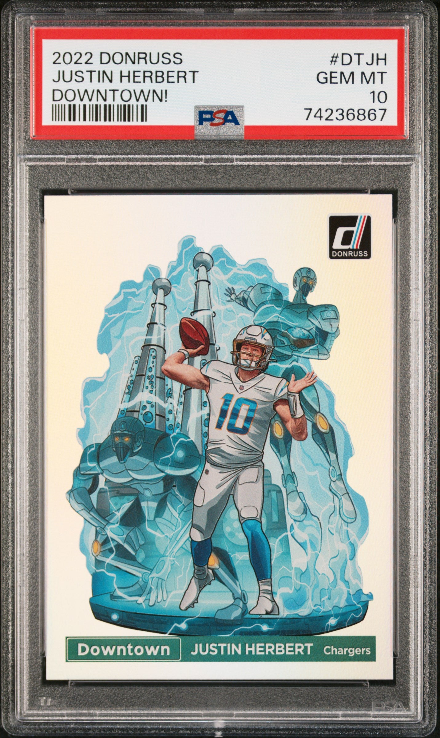 Justin Herbert 2022 Donruss Downtwon PSA 10 Gem Mint