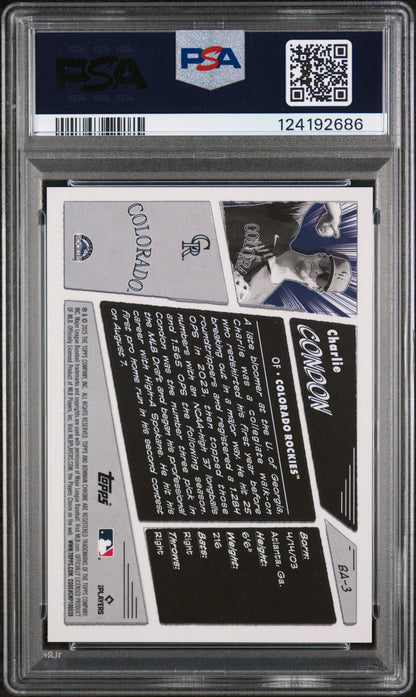 Charlie Condon 2025 Bowman Anime #BA3 PSA 9 Mint