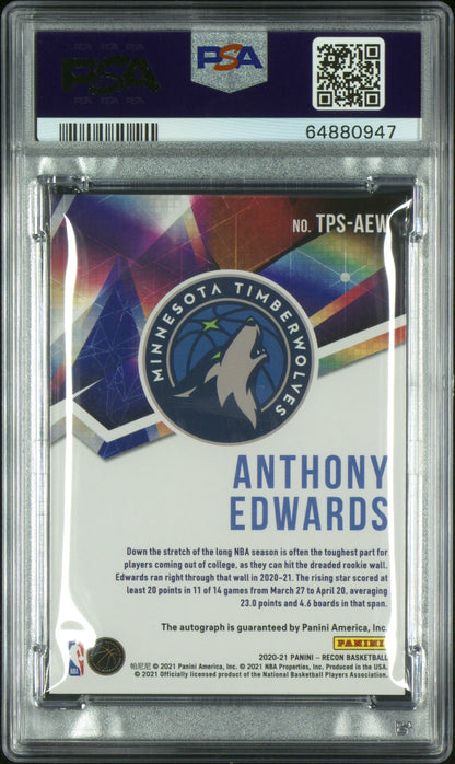 Anthony Edwards 2020 Panini Recon True Potential Gold Auto #3/10 PSA 9 Auto 9