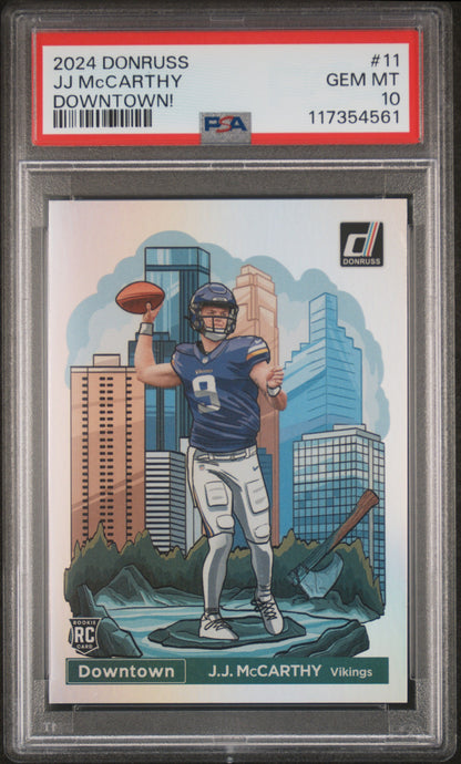 J.J. McCarthy 2024 Donruss Rookie Downtown PSA 10 Gem Mint 4561