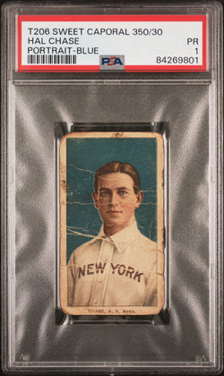 Hal Chase 1909-11 T206 Sweet Caporal 350/30 Portrait-Blue PSA 1 Poor