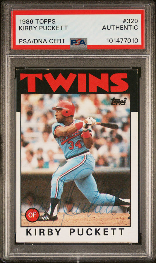 Kirby Puckett 1986 Topps #329 Autograph PSA Auth 7010