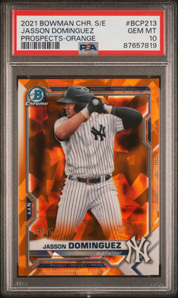 Jasson Dominguez 2021 Bowman Chrome Sapphire Orange #19/75 PSA 10 Gem Mint