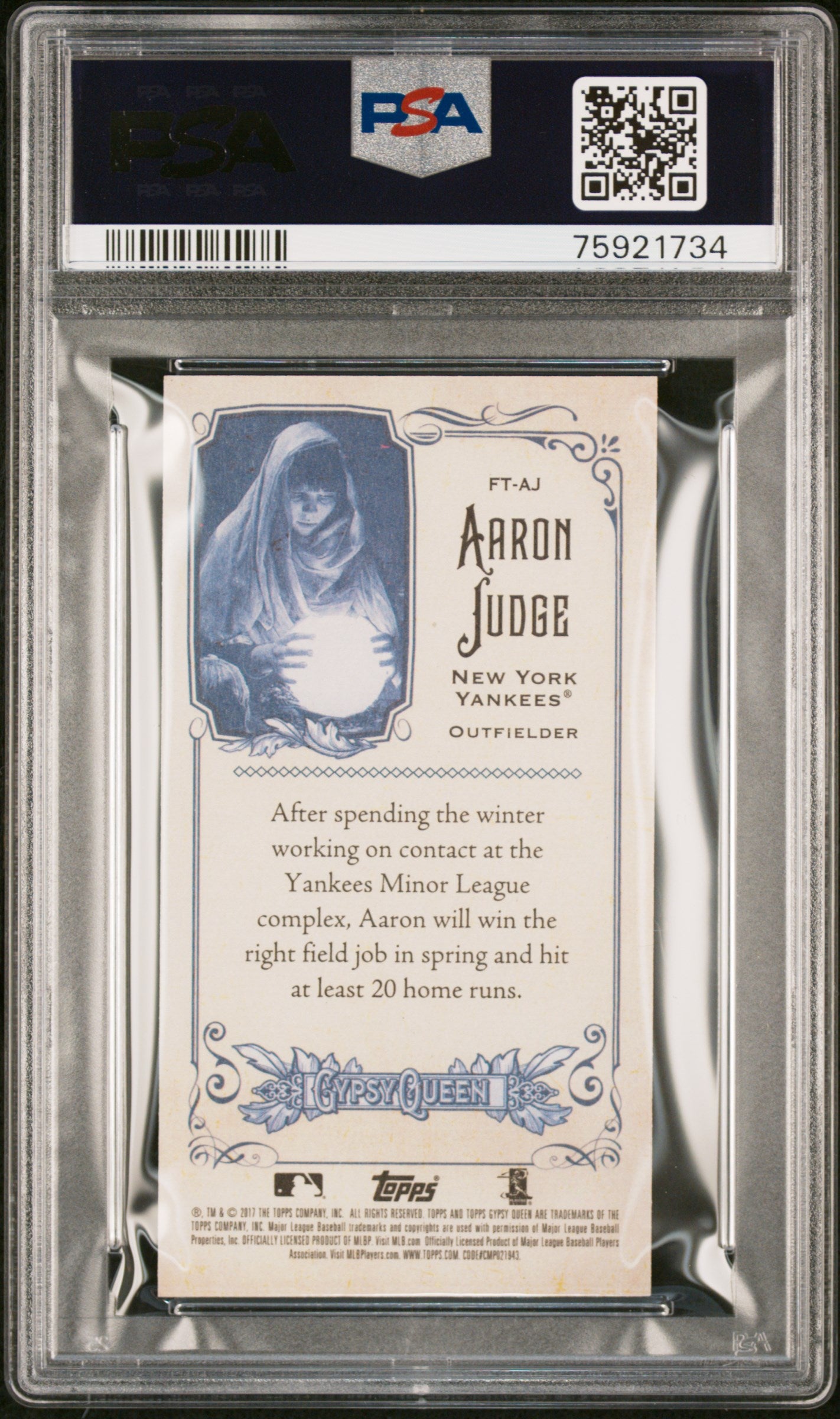 Aaron Judge 2017 Topps Gyspy Queen Fortune Tellers Rookie PSA 10 Gem Mint