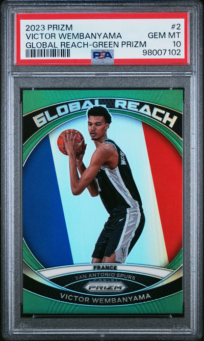 Victor Wembanyama 2023 Prizm Global Reach Green Prizm PSA 10 Gem Mint