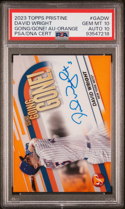 David Wright 2023 Topps Pristine Going Going Gone Orange Auto #3/25 PSA 10 Auto 10